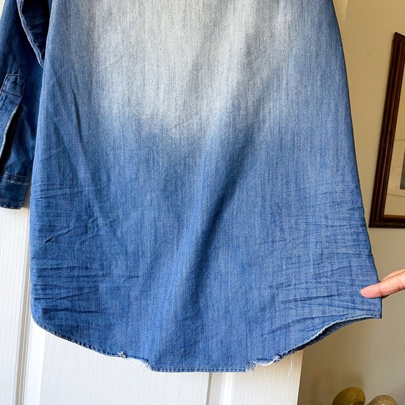 Frank & Eileen Mary Mini Shirtdress Distressed Vintage Wash Denim XXS EUC - Picture 7 of 12